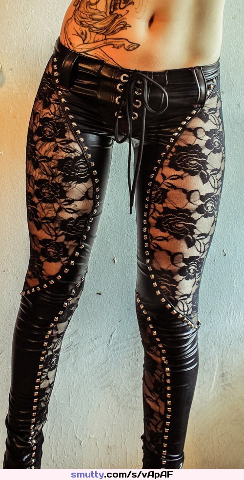 #sexy #lace #vinyl tightpants #laceup #gap