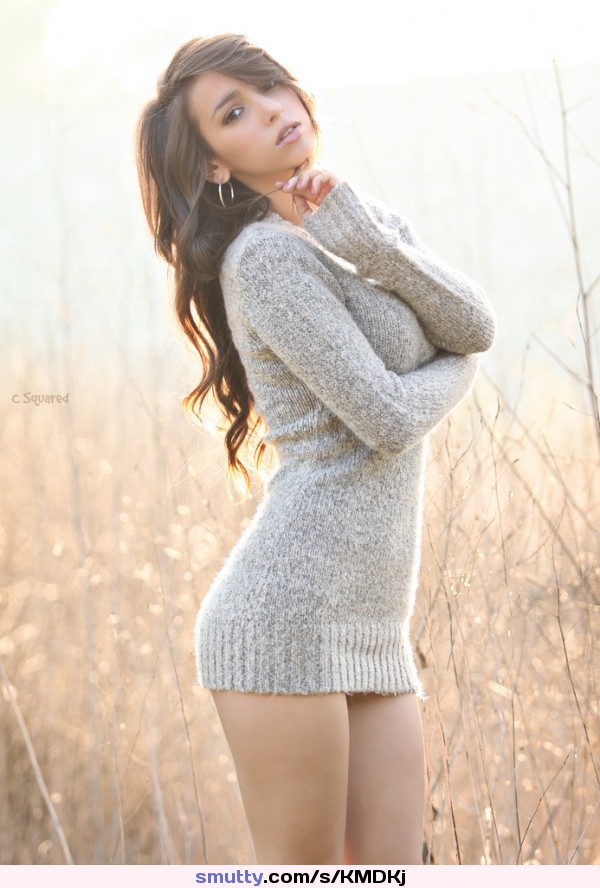 #sweaterdress #outdoors #nn #nonnude #shortdress #brunette #headback #adorable #sexy #hairovereye #HoopEarring #thighs