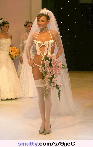Bride #Brunette #public #gorgeous #Stockings #lingerie