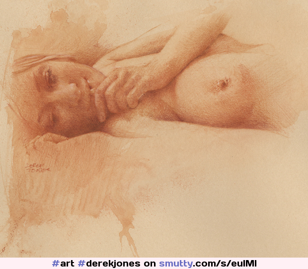 #DerekJones #drawing #nude #woman #sepia #daydreaming #breast #fingerinmouth #art