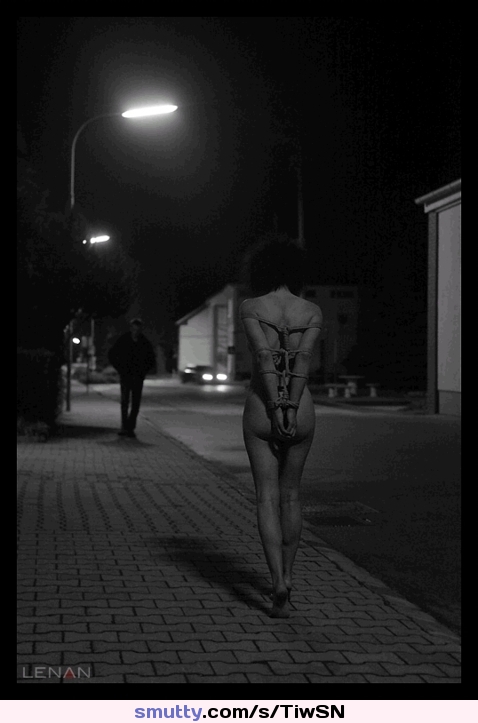 #bdsm #blackandwhite #exhibitionism #night #publicnudity #ropes.