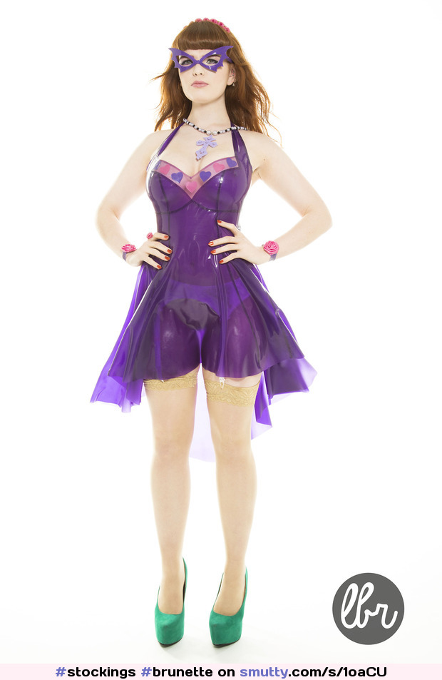 #brunette #MissDeadlyRed #latex #transparentlatex #purpleLatex #heels #latexskirt #stockings