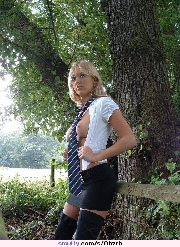 #hot #sexy #schooluniform #tits #blonde