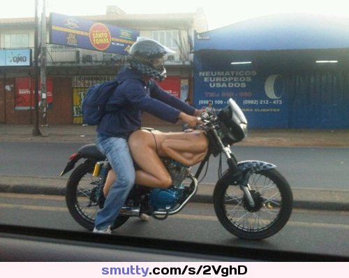 When your #girlfriend is #undressed and #NudeInPublic on your #motorcycle , better to keep her #hidden in #undecent #fucking #position !