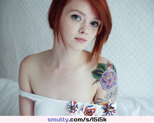 #Redead #redhair #young #verycute #almondshaped #eyes #eyescontact #ink #tatoo #innocent #fresh #lovely #partlyundressed #delicous #delicate
