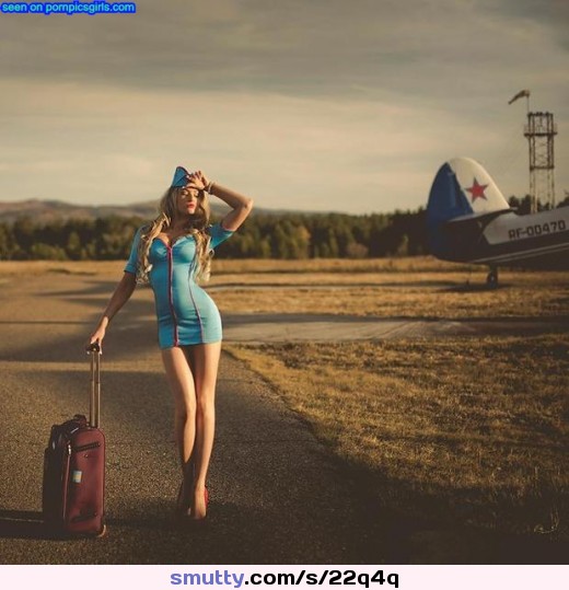 #pinup #blonde #uniform #airplane #airplaneattendant #flightattendant #cosplay #sexy #vintage #highheels #heels #babe #hot #fantasy