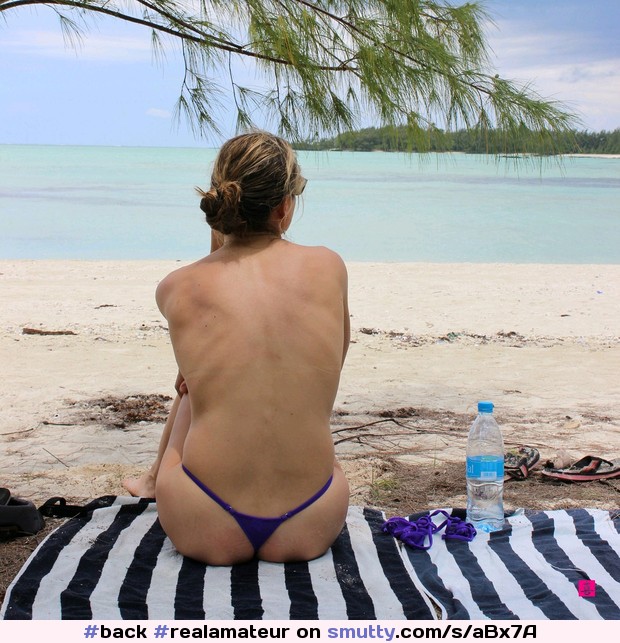 #realamateur #beach #ocean #bikini #thong #topless #back