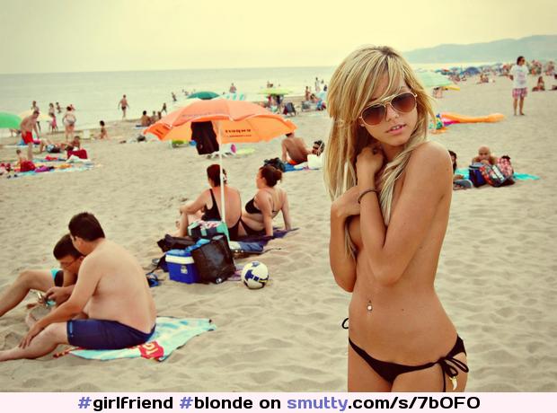 #blonde #beach #teen #aviators #bikini #tan #tanned #public