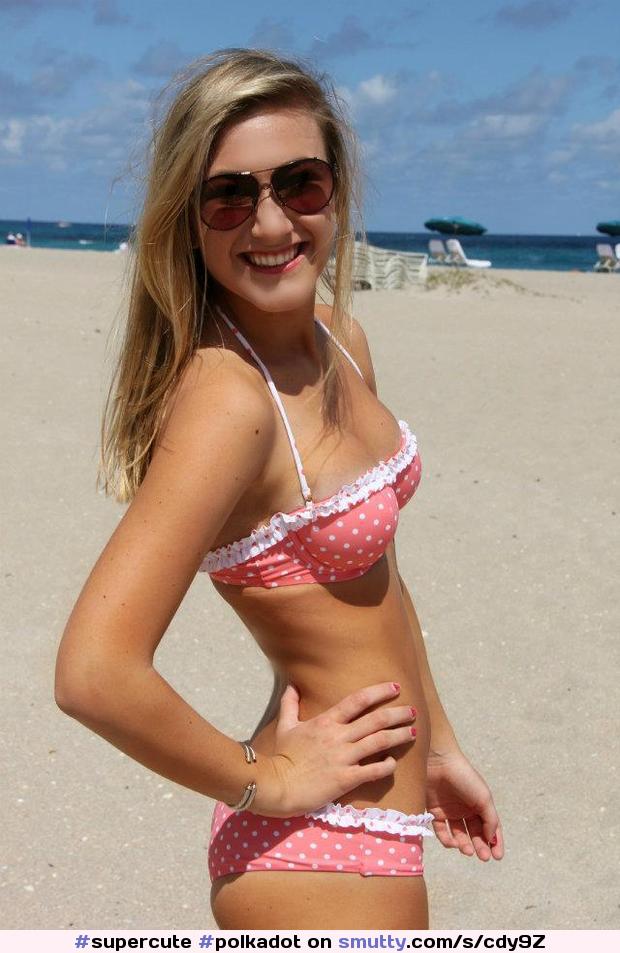 #polkadot #bikini #blonde #teen #tan #tanned #beach