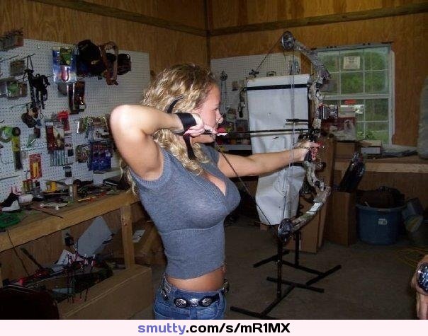 Nice form...and her archery technique isn't too bad either -  #clothed #FlatStomach #blonde #NiceRack #nicetits #sports