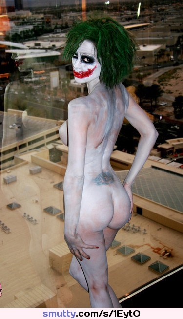 #Joker #Cosplay #Nudity  #Ass #Butt #GreenHair #Facepaint #BodyPaint #Tattoos #Tattoo #Ink #TrampStamp #TheJoker