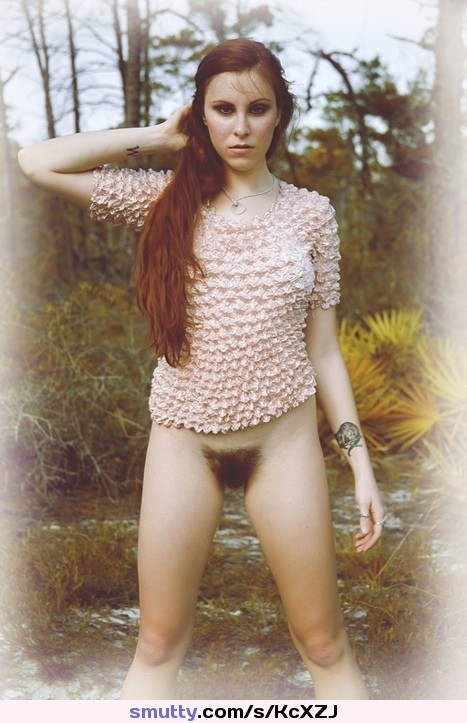 #beautiful #bottomless #dress #forest #hairy #nasty #redhead #shortdress #s...