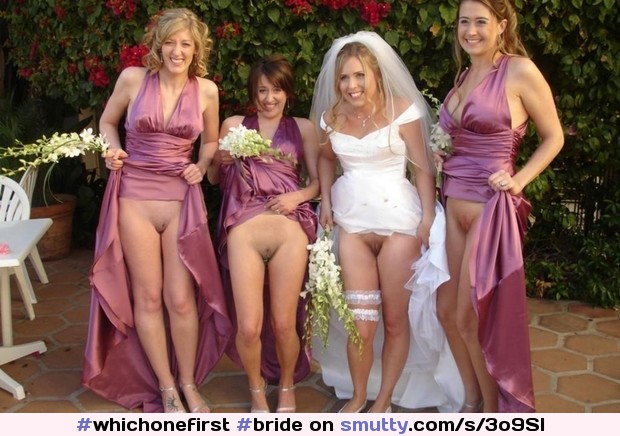 Bride Bridesmaids Bridalparty Weddingdress Flashing Bottomless Garterbelt Amateur