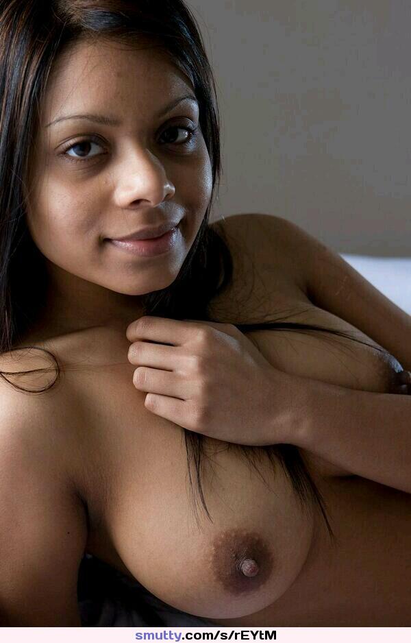 #female #topless #southasian #brunette #smiling #breasts #nipples