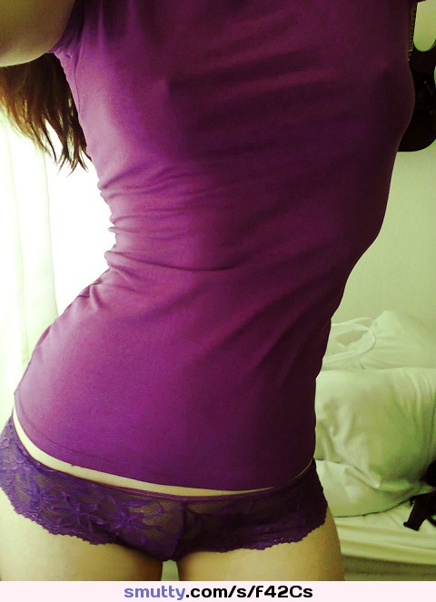#tightbody #curves #hips #smalltits #tightshirt #hardnipples #lace #purple #panties #redhead #bedroom #gap #paleskin #selfshot #petite