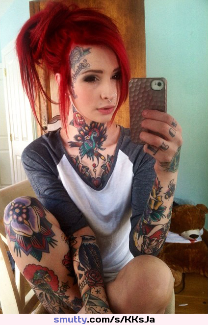 #selfie #redhead #tattoos #paleskin #tshirt #cameraphone #mirrorshot #piercings