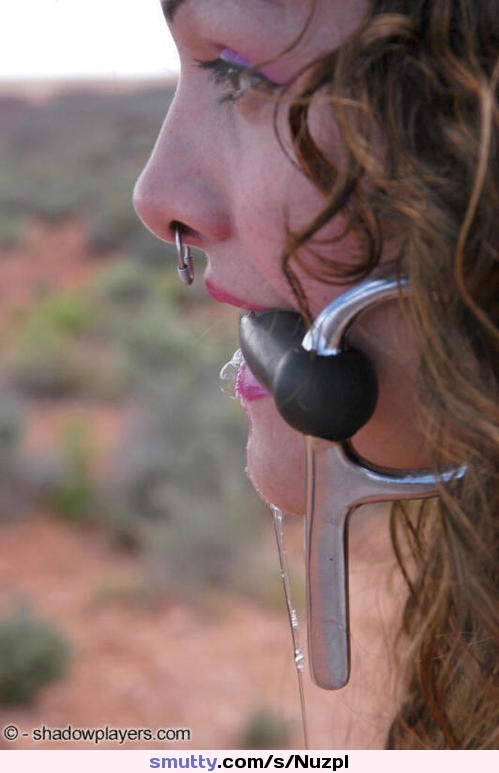 rryder-50:Ponygirl Petra with nose ring & drooling around bit #nosering.