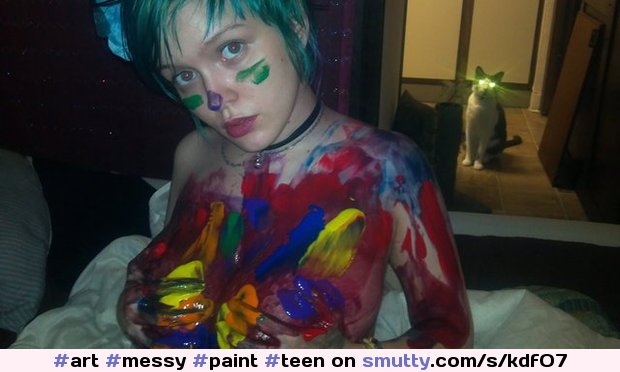 An image by Princessdust: meow | #messy #paint #teen #art