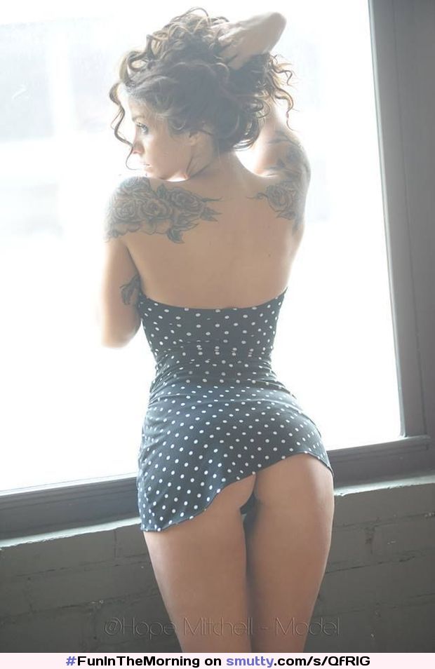 #brunette #sexy #ass #panties #thong #upskirt #tattoos