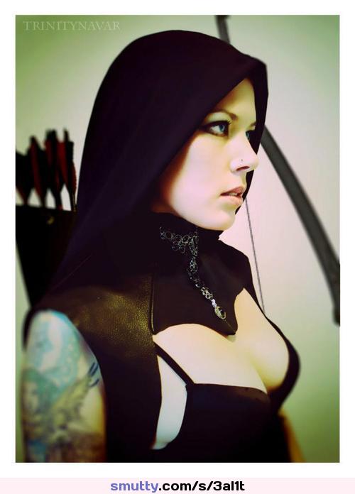 #gorgeous .......#eyes #beauty  #hood #archery #archer #pale #lvely #deadly #tattoo #beautiful #sexy #goth #steampunk ........#tele