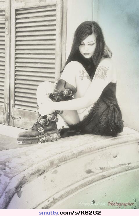 #Beautiful ..........#goth #brunette #corset #boots #lace #tattoos #pale ..........#tele
