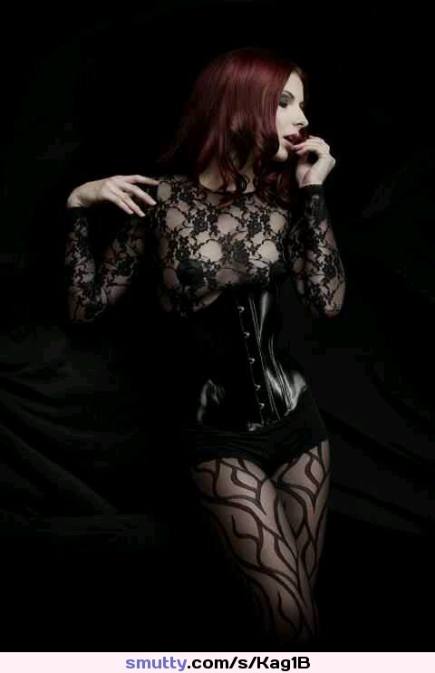 #beauty ................#lace #corset #redhair #lovely #goth .................#tele