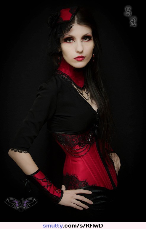 #lovely #gothic #beauty....#pale #corset #red #lace # eyes #beautiful #gorgeous #sexy #goth #flowersinherhair .......#tele