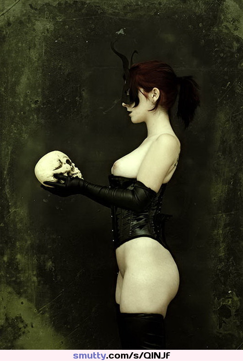 Arcane Goddess #goth #fetish #mask #pale #dark #redhead #skull