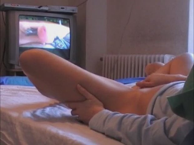 somehow #intimate: #nice #little #femaleorgasm from #masturbatingtogether #caucasian #coupleinbed #watching some guy #jerkoff on #video 2:14
