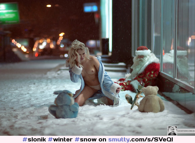 Seriously, what the fuck has happened here? #winter #snow #Christmas #xmas #santa #outdoors #topless #Squirrel #booze #wtf #lol