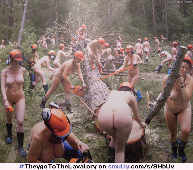 #Nude #lumberjacks #Orange #Hats #OrangeHats #WorkingWood #Nudists #Naked #WOrking #Wood #WOrkAllDay #EatThierLunch #TheygoToTheLavatory