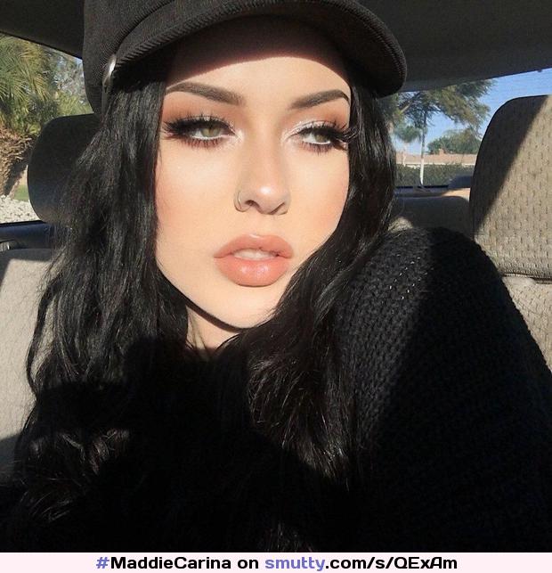 #MaddieCarina #BlackHair #Booty #Busty #Cap #Car #Celebrity #Cute #Fit #FlatCap #InsideCar #Lips #NosePiercing #Piercing #Selfie