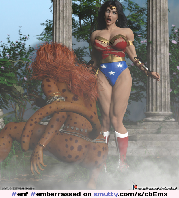 #enf #embarrassed #embarassment #rippedclothes #WonderWoman #cheetah #tornclothing #humiliated #3D #superheroine