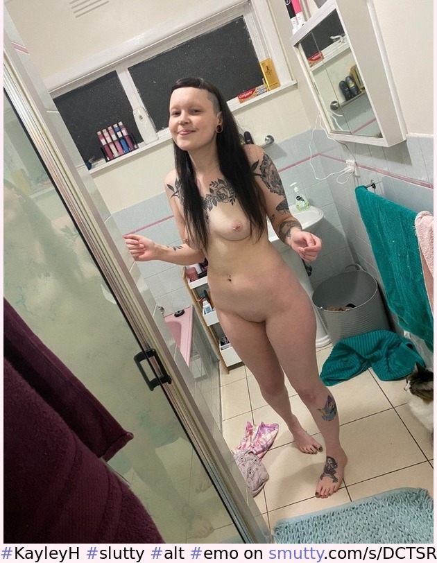#KayleyH #slutty #alt #emo #goth #sexobject #nude #bathroom #piercednipples #bellybuttonring #inkedup #fuckmeeyes #DickSuckingLips #shaved