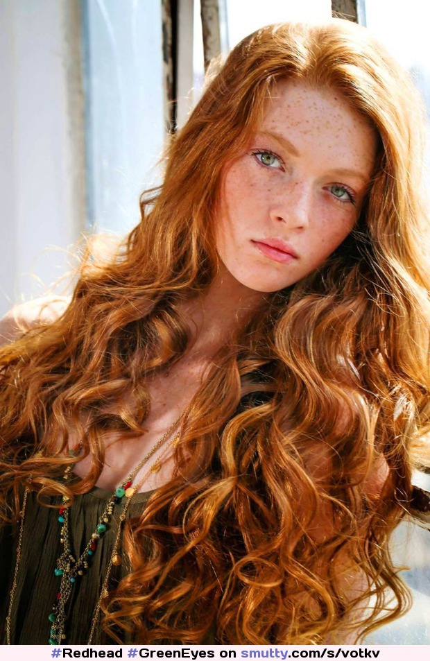 #Redhead #GreenEyes #Freckles #CurlyHair