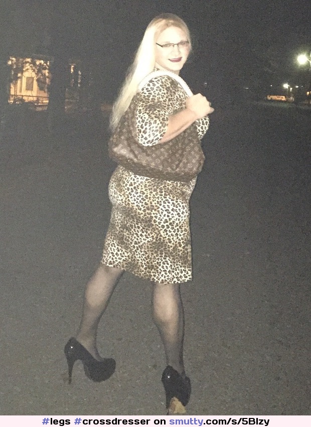 #legs #crossdresser #Brianna #heels #animalprint #blonde