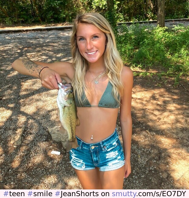 Fishing for compliments. #teen #smile #JeanShorts #SmallTits #blonde