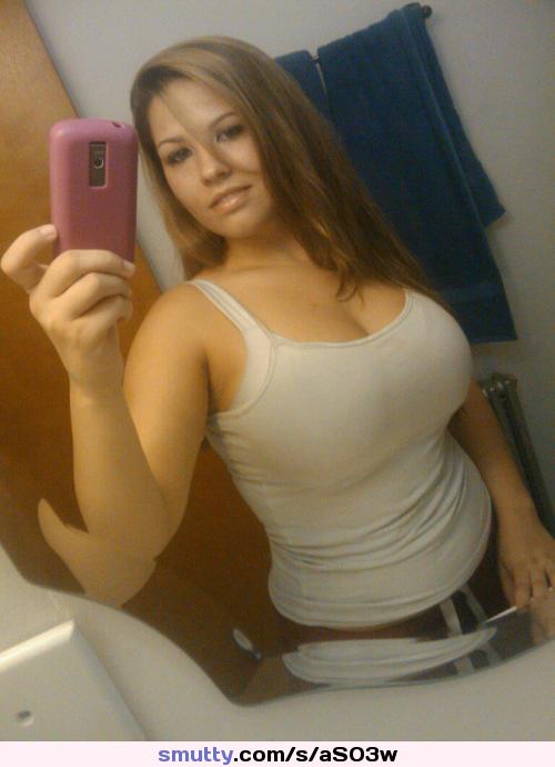 #selfie #selfpic #nonnude #brunette #beautiful #tanktop #tits #bigtits #boobs #bigboobs #cute