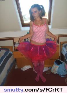 teen #pigtails #vesttop #skirt #stockings #dressup 