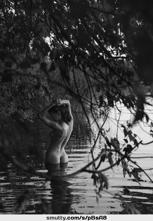 by #DavidDubnitskiy #BlackAndWhite #Beauty #artnude #ArtisticNude #outdoors #water #handsoverhead #erotic #perfectbody #niceass #reflection