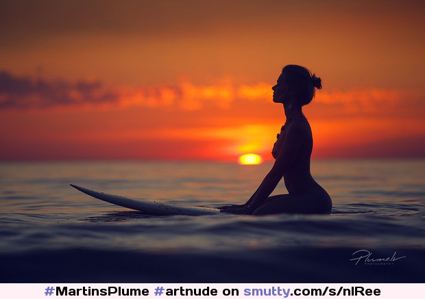 by #MartinsPlume #artnude #artisticnude #silhouette #sunset #beautiful #sea #Surfboard #surfgirl #colors #sideboobs #sidetits #sensual