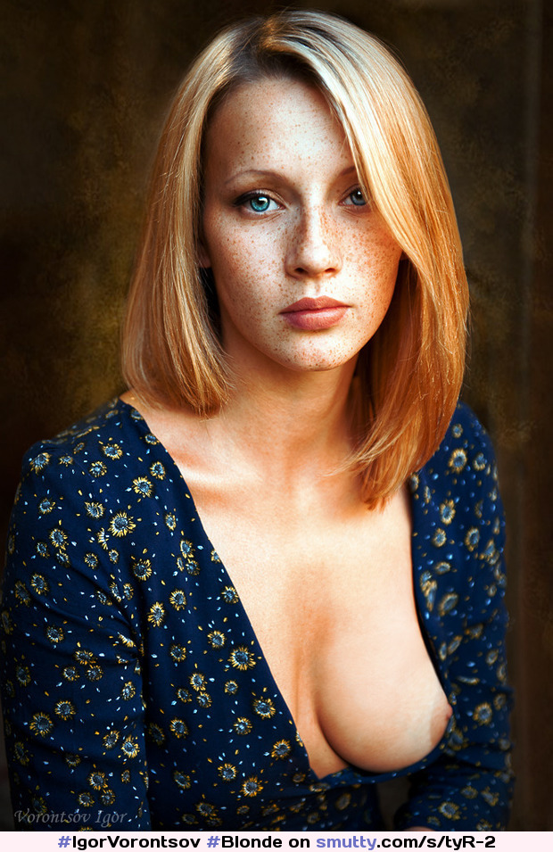 by #IgorVorontsov #Blonde #boobout #freckles #beauty #HairOverEye #blueeyes #portrait #lips #prettyface #artnude #ArtisticNude