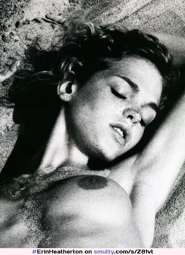#ErinHeatherton by #GregKadel #BlackAndWhite #closedeyes #artnude #ArtisticNude #boobs #tits #aureola #sand #sensual #erotic