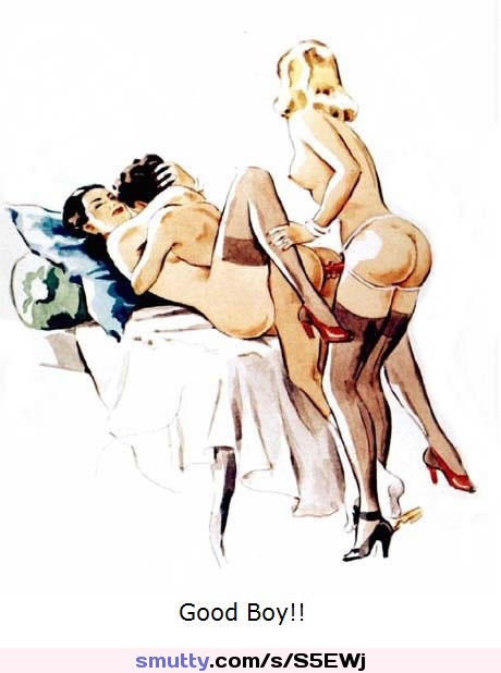 #femdom #strapon #pegging #cartoon #caption #doubleteam #stockings #highheels