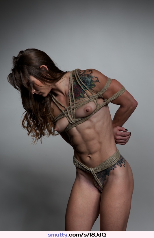 #bondage #tattoos #sixpack #fitbody #brunette #tiedup