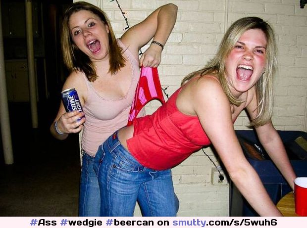 First A #Wedgie & Then The #BeerCan Up Her #Tight #Blonde #Ass
