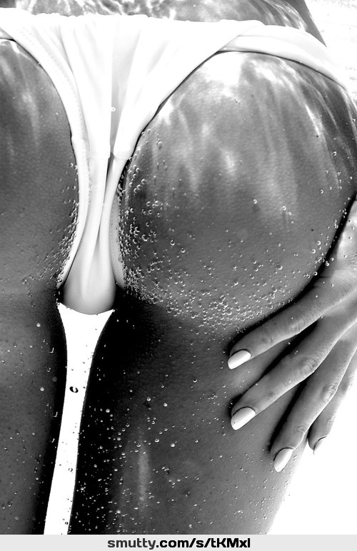 #BUTT #BlackAndWhite #closeup #wet #hand #whitepanty