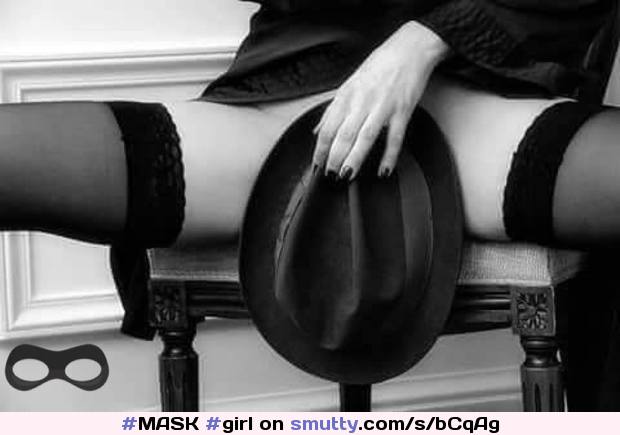 #MASK #girl #sittinginchair #cropped #pantyless #spreadlegs #BlackHat #silkstockings #handonhat #beautifulhand #enigmatic #CLRBBlackAndWhite
