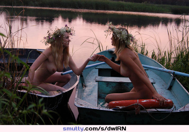 #NYMPHSEXCHANGINGGIFTS #twogirls #NudesAndNature #nudes #boats #riverside  #flowersinhair #sunset #CLRBF #CLRBColour