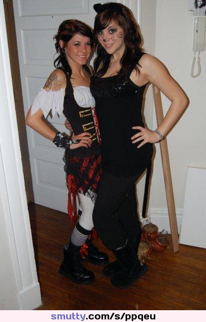 #halloween #nonnude #costumes #catgirl #catears #pirate #girlfriends #hot #sexy